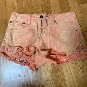 Free People Orange Jean Shorts